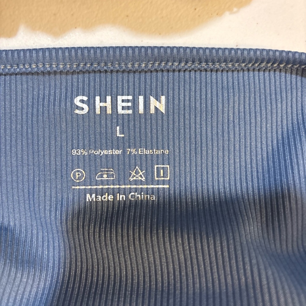 SHEIN Ribbed Blue Top